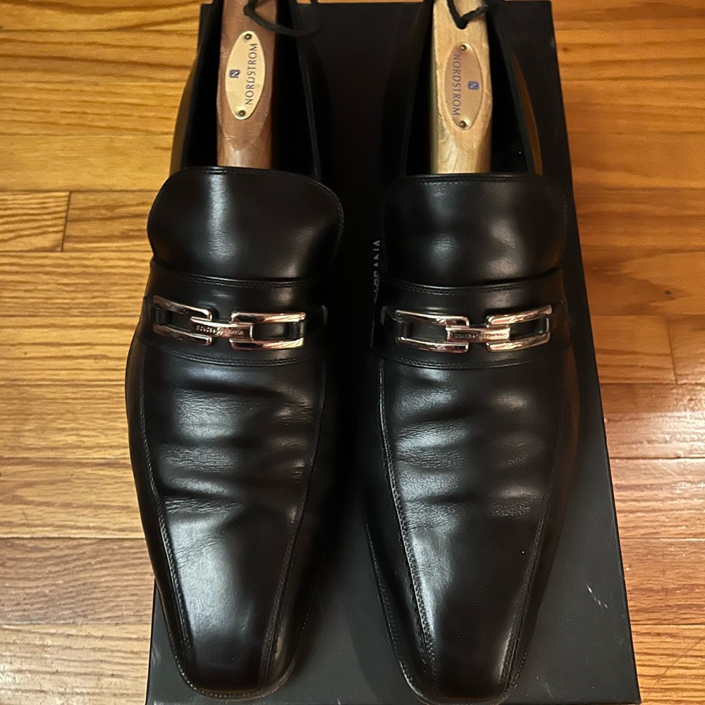 Dolce & Gabbana Black Leather Slip-On Loafers